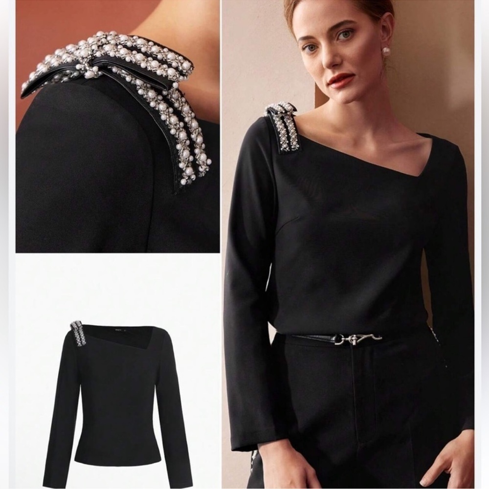 MOTF embellished shoulder bow top